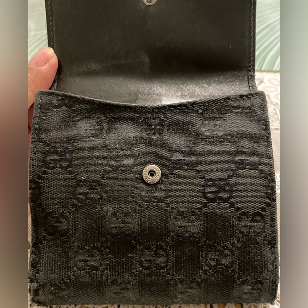 Project -Authentic Gucci Leather/Canvas Black Wal… - image 4